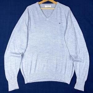 Vintage Christian Dior Monsieur V-Neck Sweater USA Made Men Size XL Luxury Blue